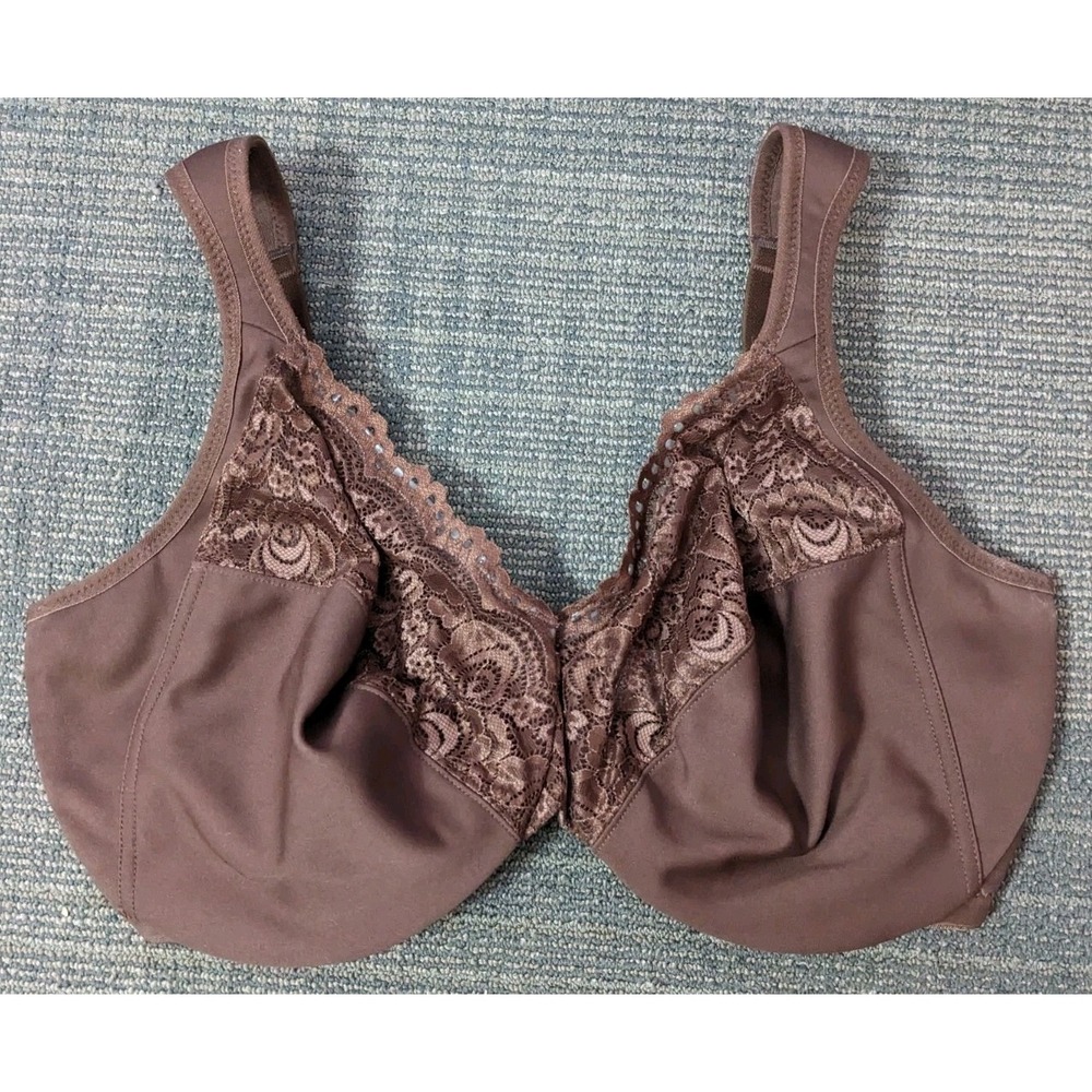 Glamorise Bra Womens 40G Mocha Brown Underwired 1240 Low Cut‎ Wonderwire